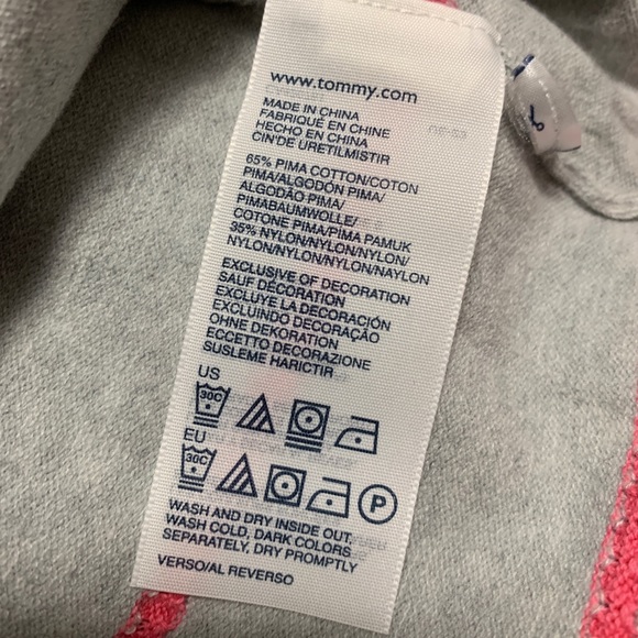 Tommy Hilfiger V-Neck Striped Sweater - Grey/Pink - Picture 4 of 4